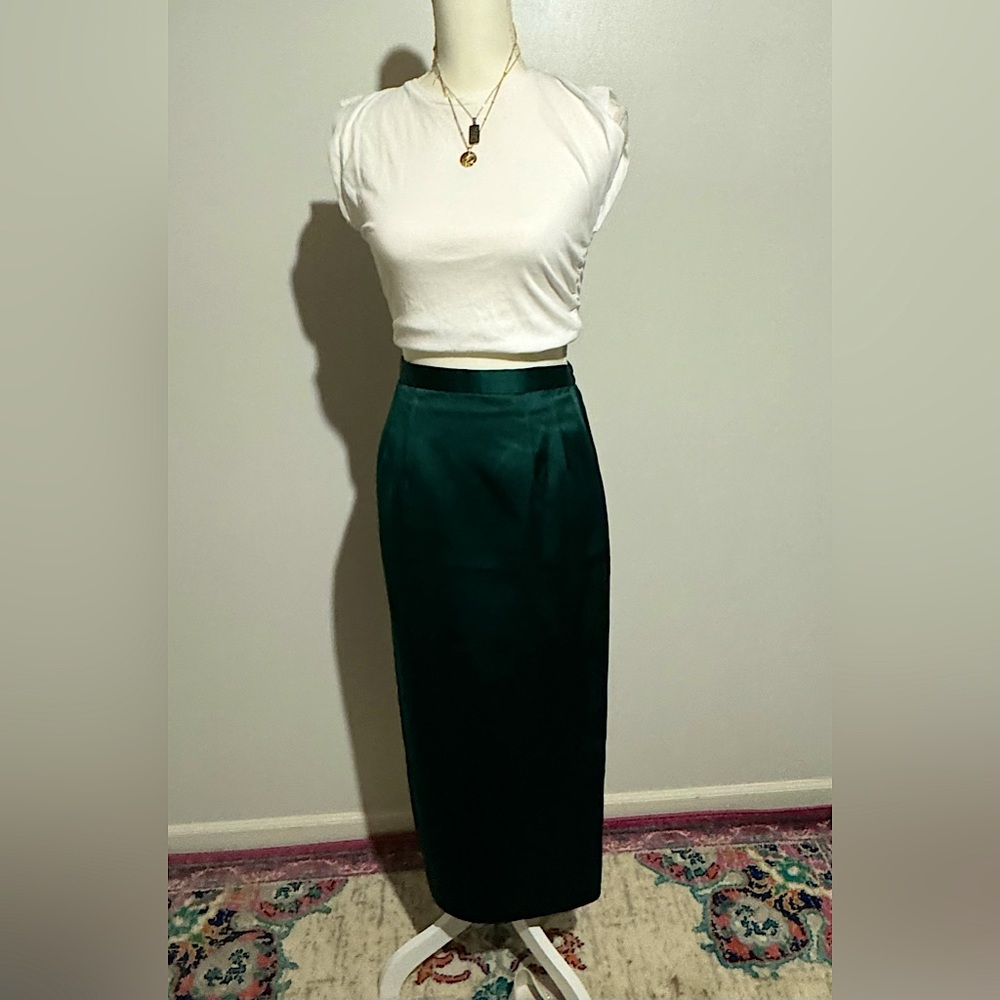Vintage Emerald Green Jessica Howard Midi Skirt With Slit